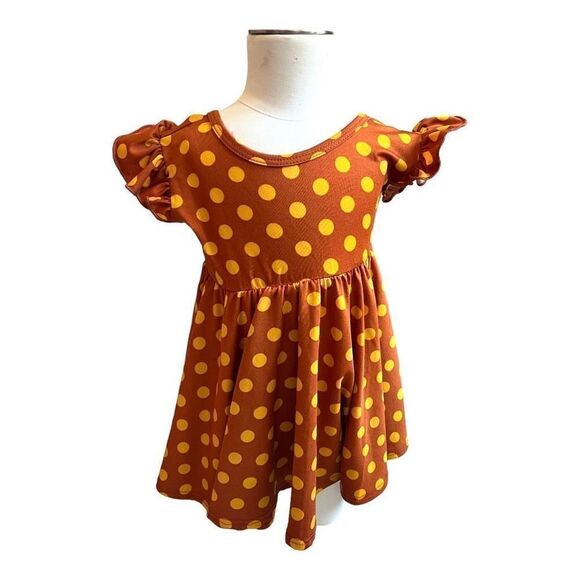 NWT Baby Girls DotDot Smile Polka Dot Flutter Sleeve Empire Dress - Sz 6-12 mo - Picture 1 of 2
